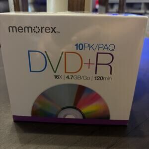 Memorex DVD+R Blank DVDs 10 Pack Recordable for PC Home Video Recorders
